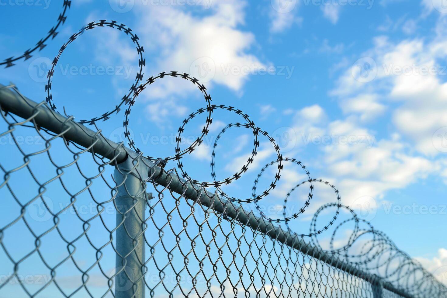AI generated Fence with barbed wire at state border photo