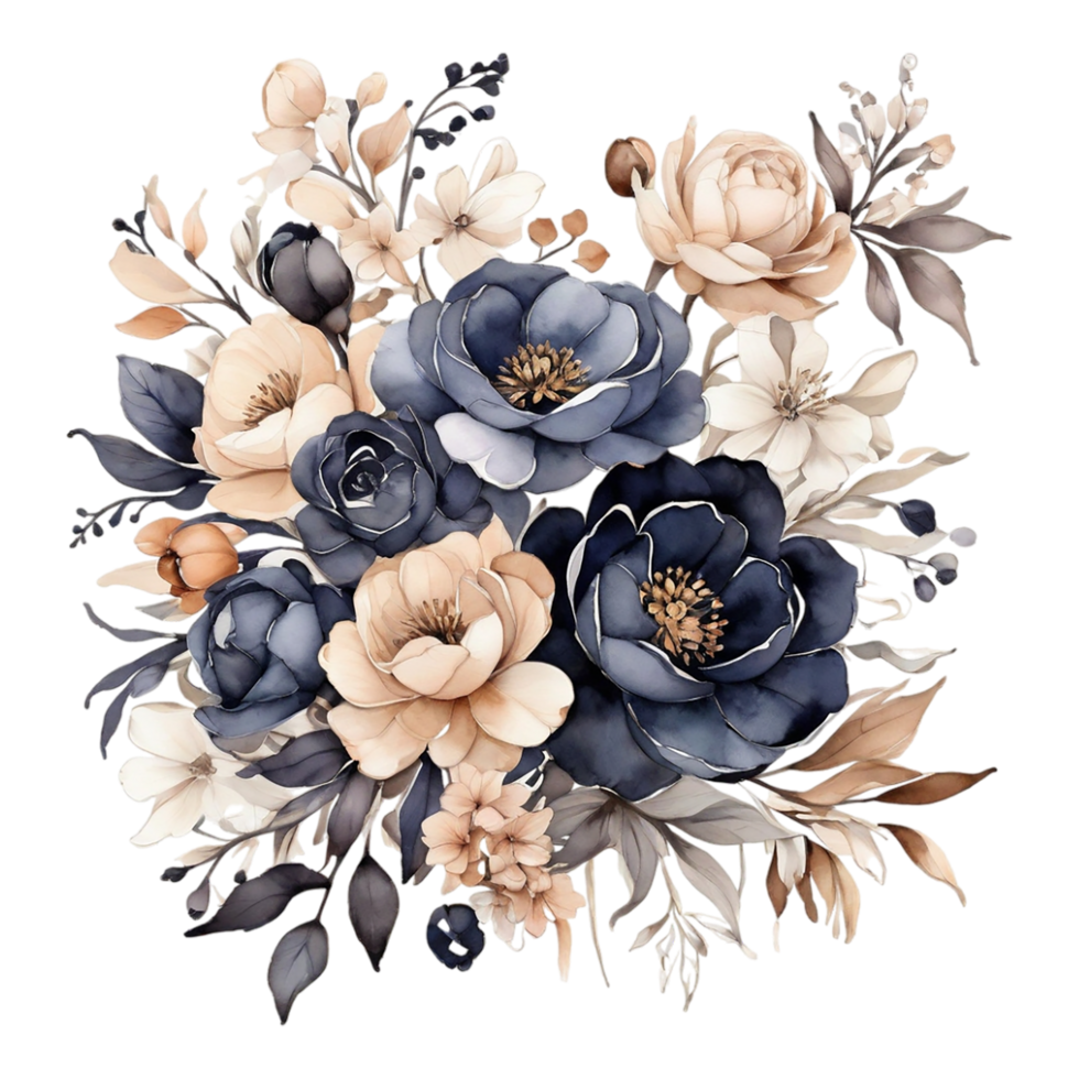 AI generated Premium quality Watercolor Floral Flower Bouquet Design png