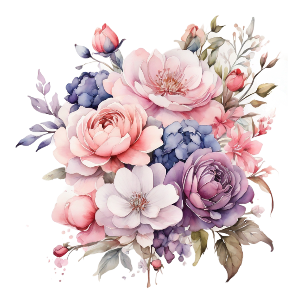 ai generado prima calidad acuarela floral flor ramo de flores diseño png