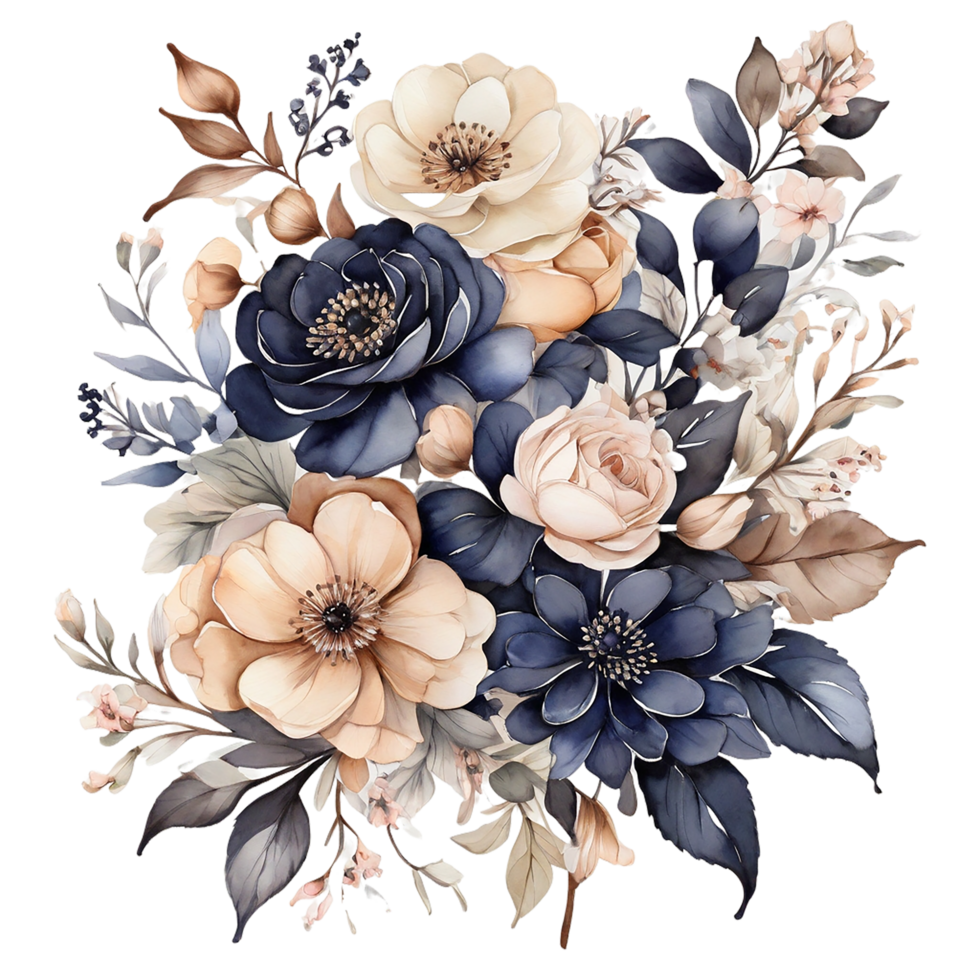 AI generated Premium quality Watercolor Floral Flower Bouquet Design png