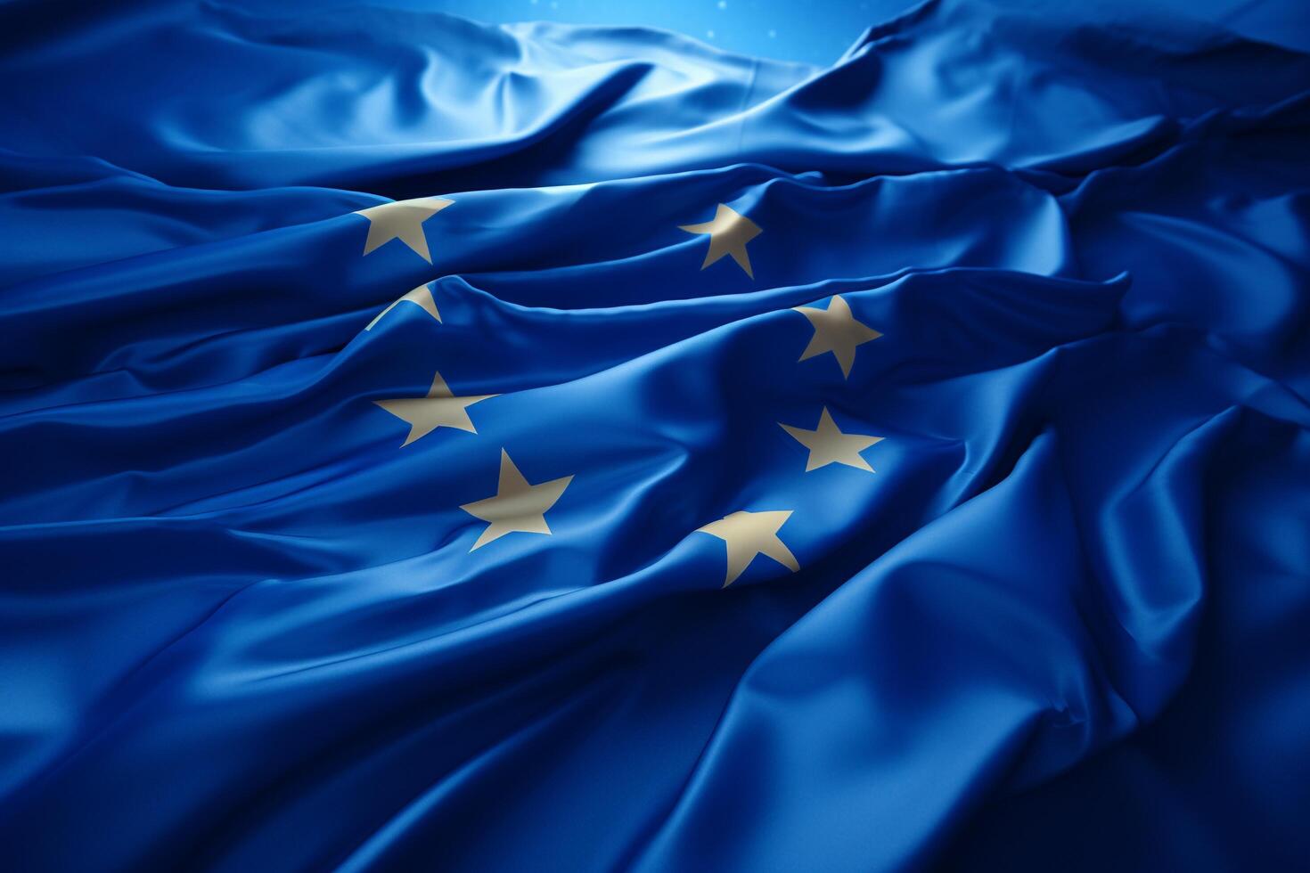 AI generated waving European Union flag, close up of european flag photo