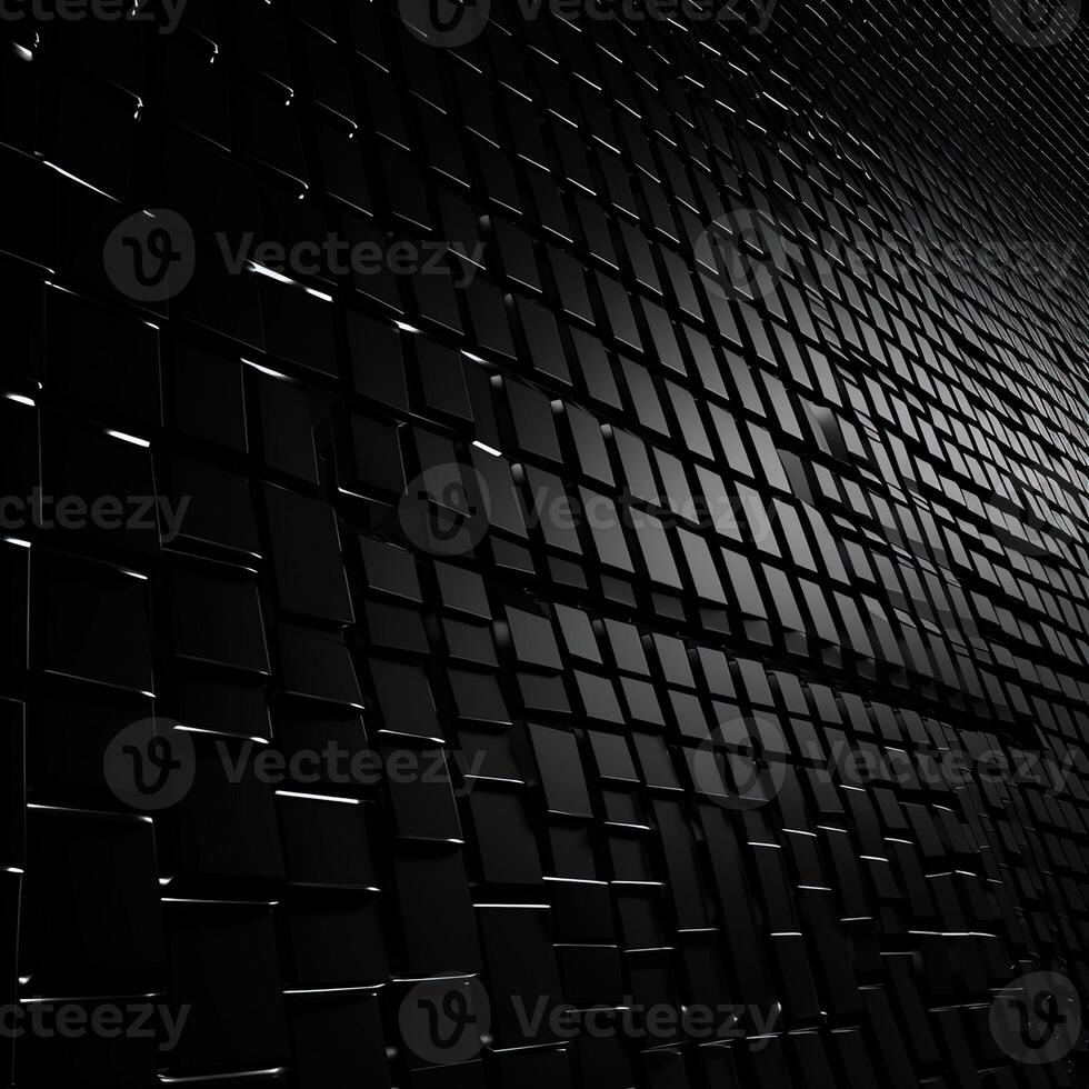 AI generated 3d render of abstract metallic background with squares in black, ai generative photo