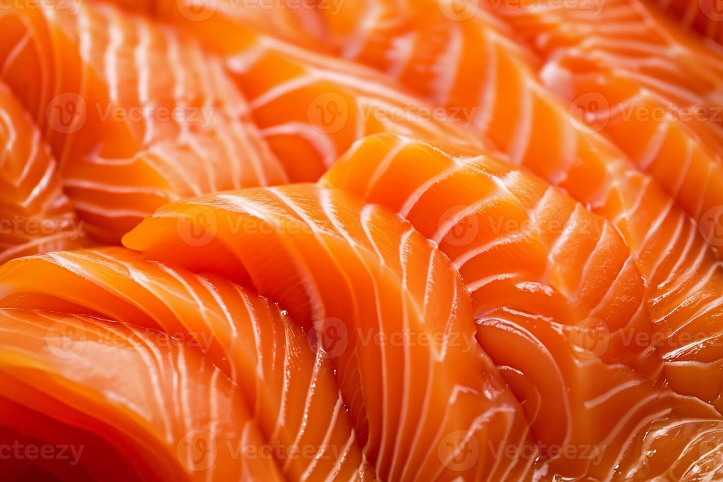 AI generated A close up of several pieces of salmon sitting on top of each other photo