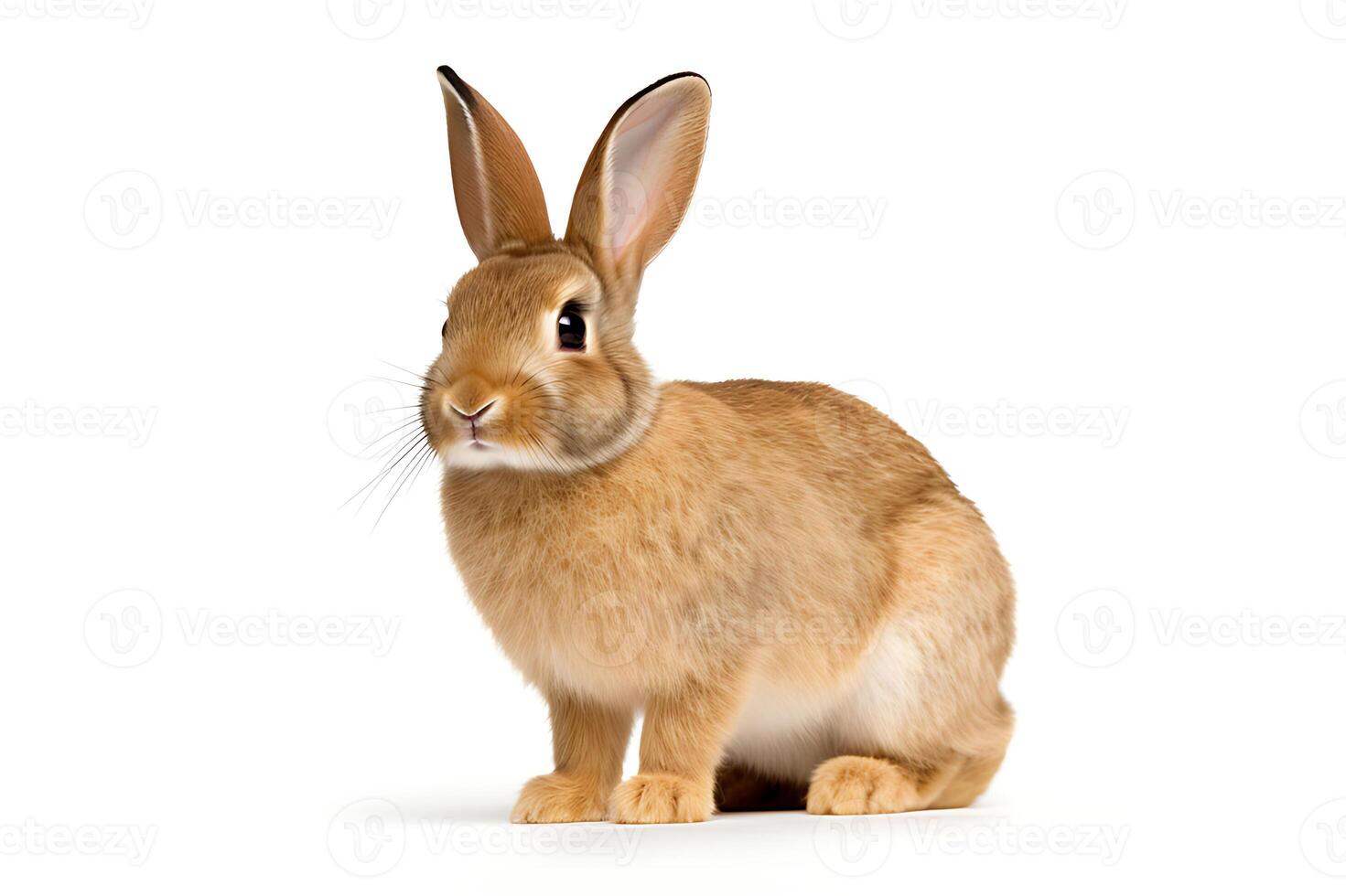 AI generated easter bunny On a cute, fluffy white background. Animal symbols of Easter photo