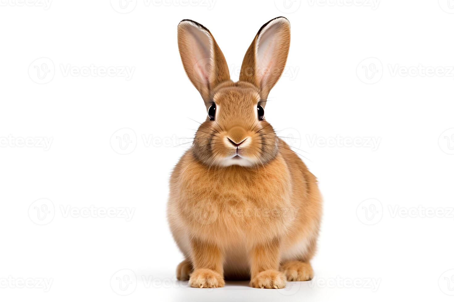 AI generated easter bunny On a cute, fluffy white background. Animal symbols of Easter photo