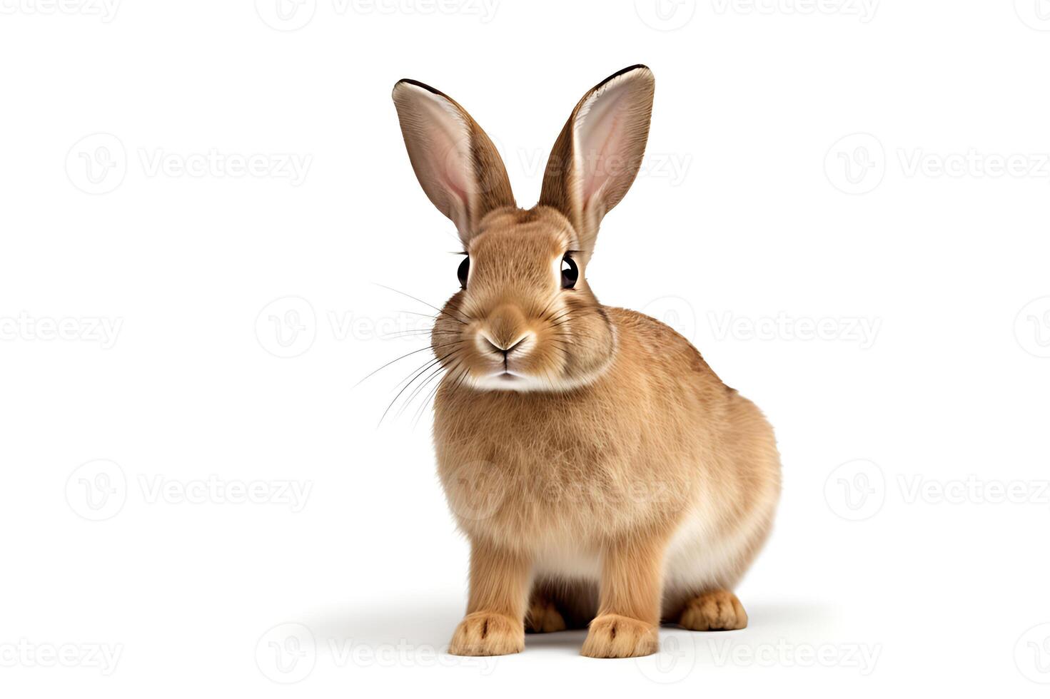 AI generated easter bunny On a cute, fluffy white background. Animal symbols of Easter photo