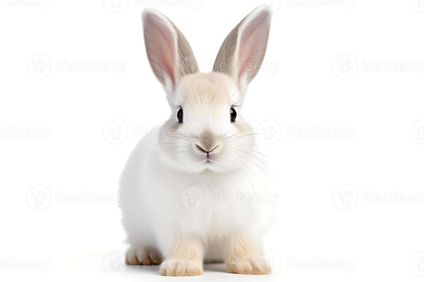 AI generated easter bunny On a cute, fluffy white background. Animal symbols of Easter photo