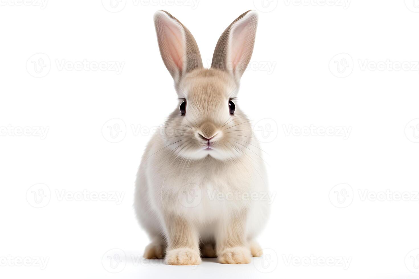 AI generated easter bunny On a cute, fluffy white background. Animal symbols of Easter photo