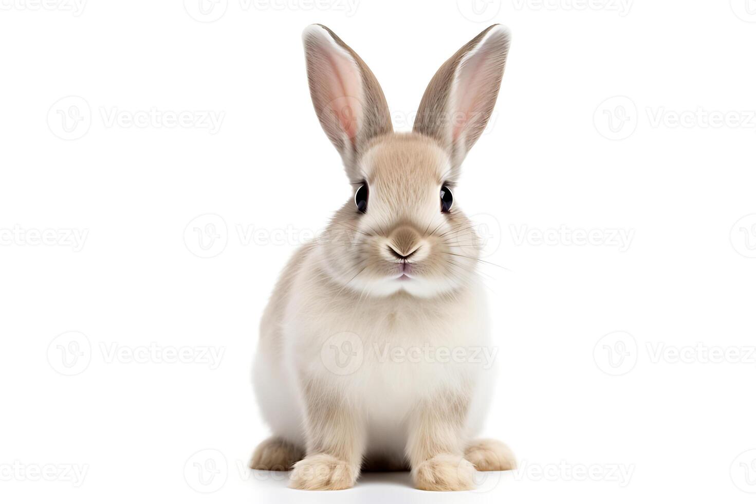 AI generated easter bunny On a cute, fluffy white background. Animal symbols of Easter photo