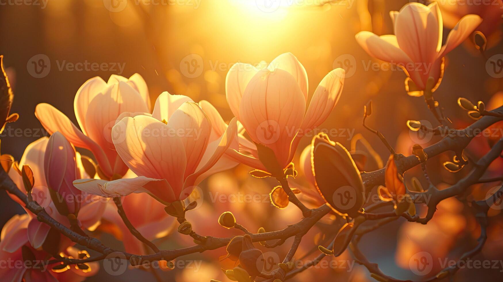 AI generated Spring flowers in sunny day in nature, Colorful natural spring background, photo