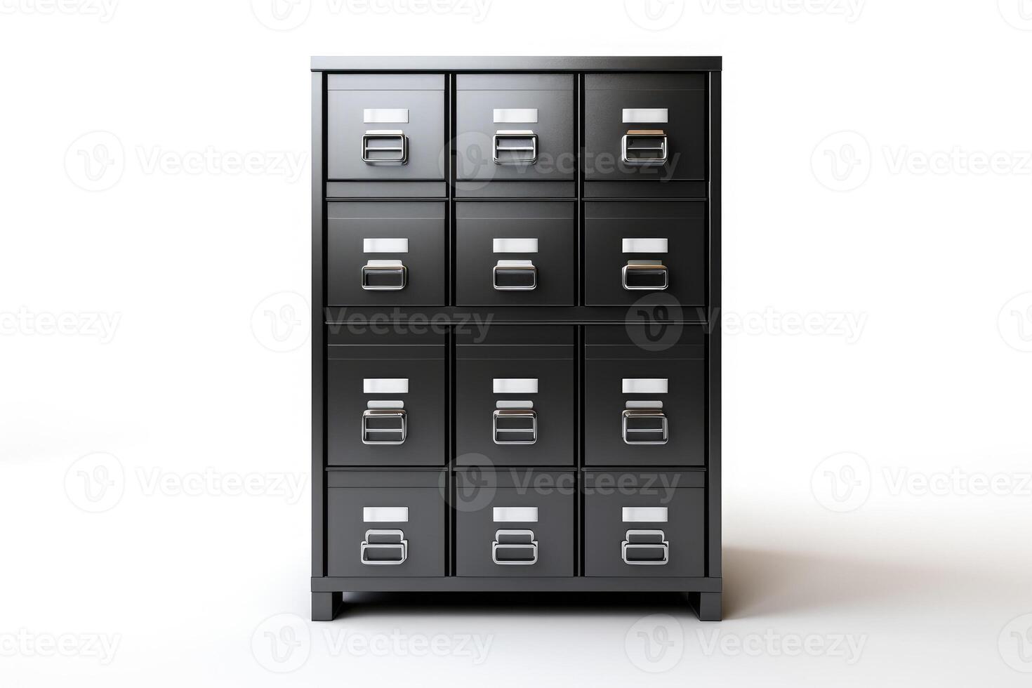 AI generated File cabinet, office archive storage with drawers for documents, paper data, library or registry cards. Metal cabinet for paperwork organization photo