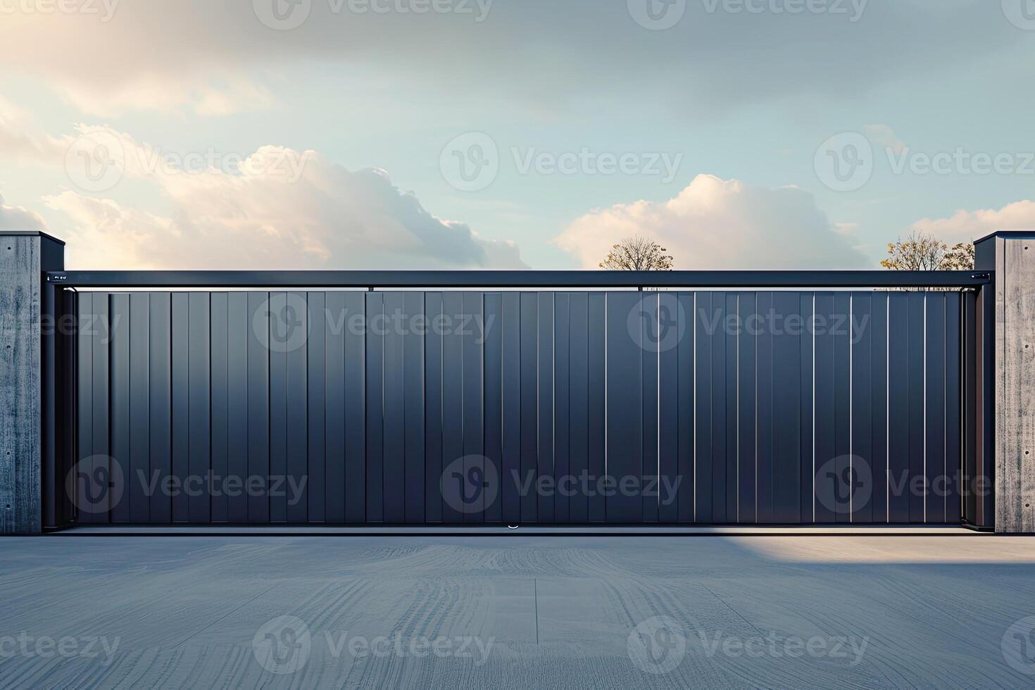 AI generated Wide automatic sliding gate with remote control. Security and protection concept. photo