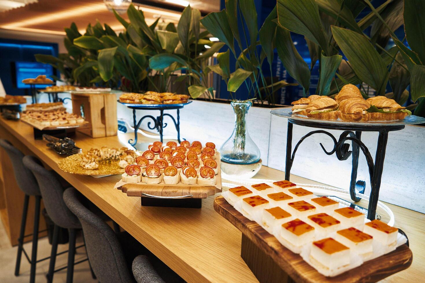 A set of beautiful snacks on the table. The buffet is on the table. Catering photo