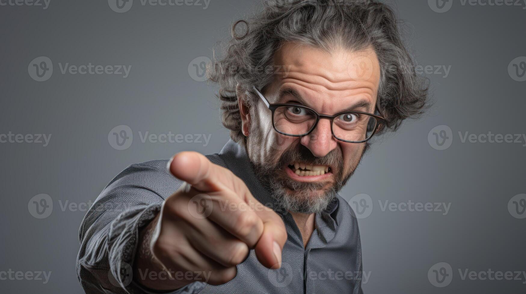 AI generated Angry man pointing finger photo
