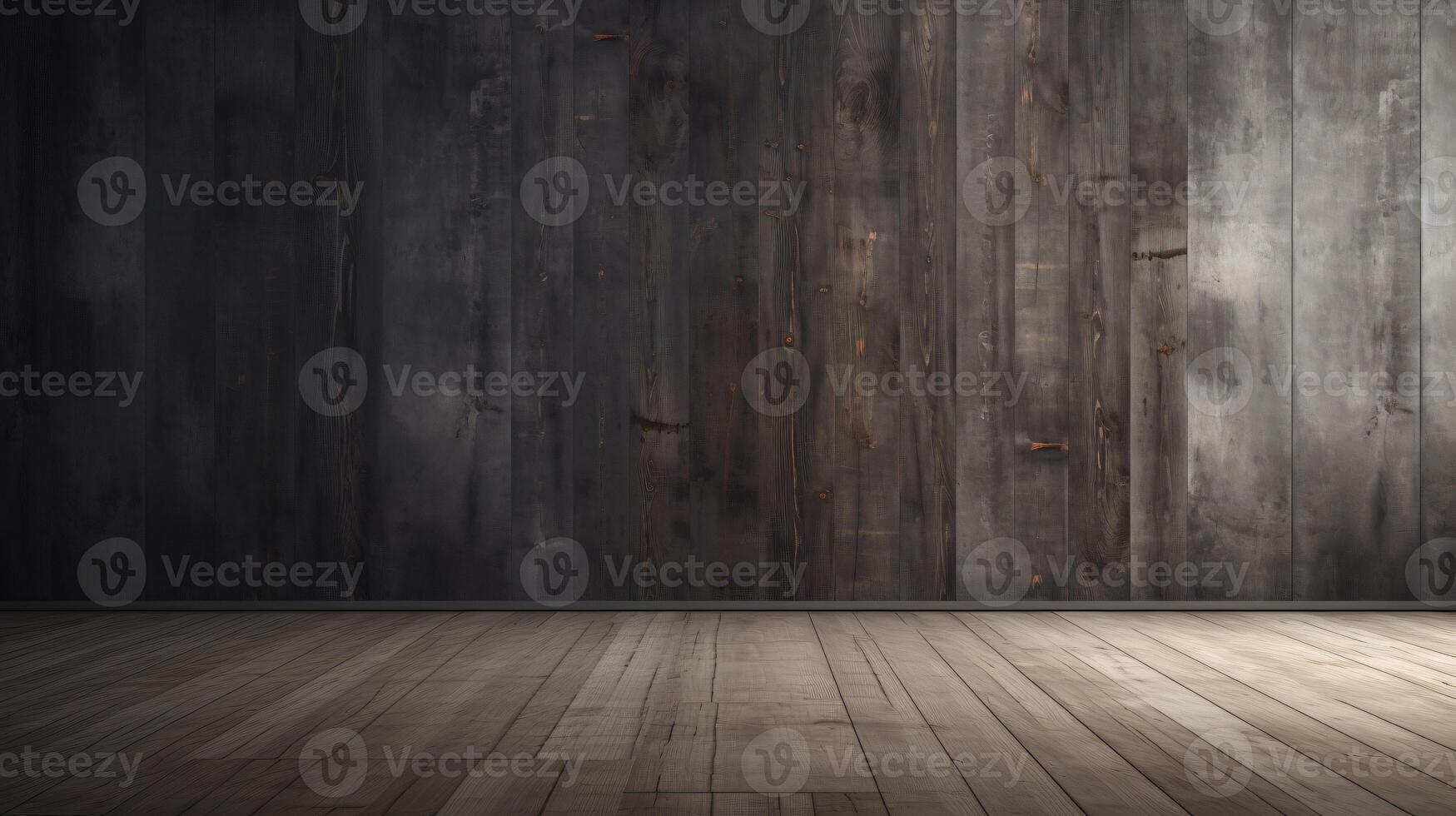 AI generated Table, plane, wooden surface with wooden background for your design of fast food, meat, drinks or tools. Rustic background for your design. photo