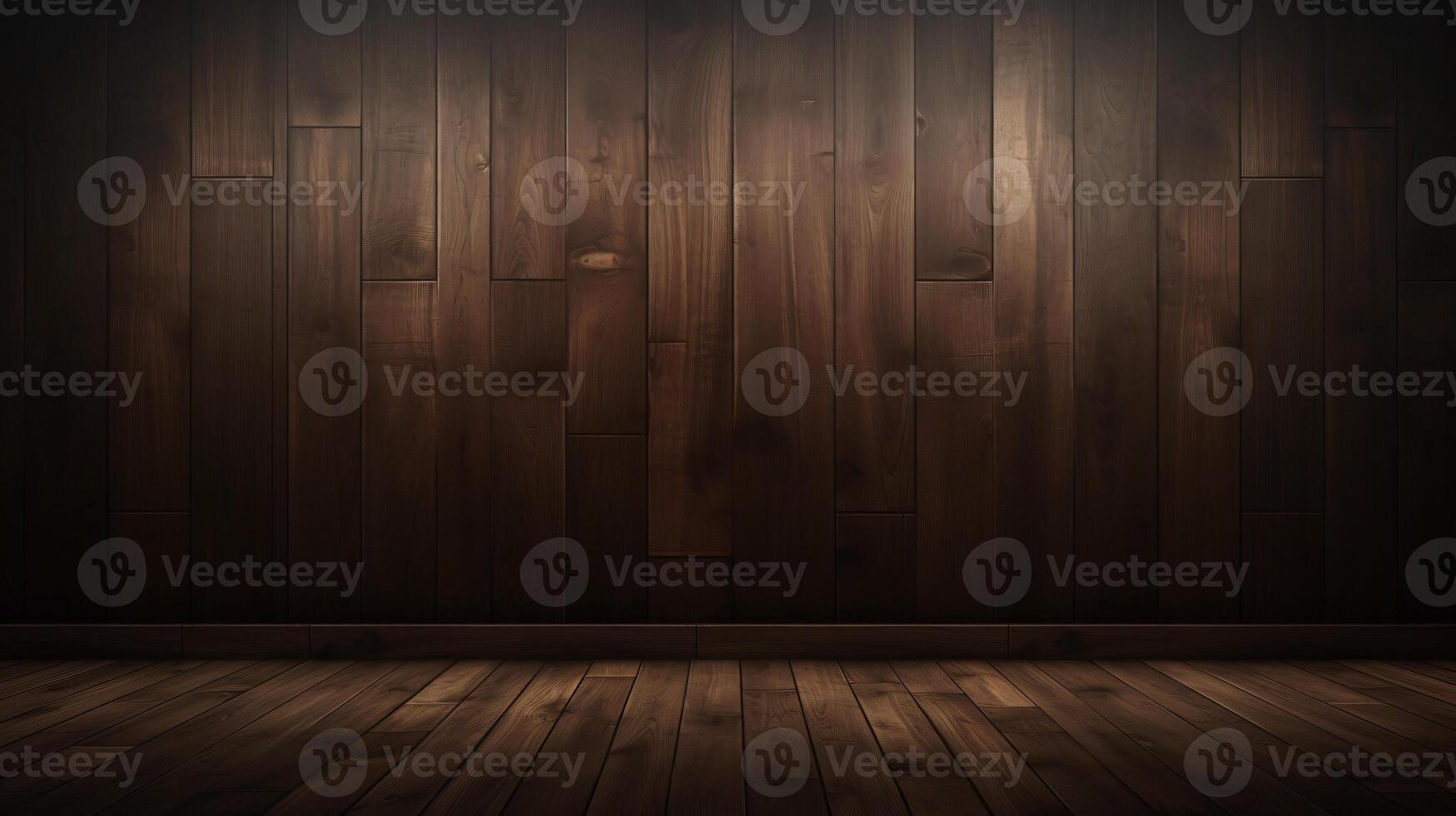 AI generated Table, plane, wooden surface with wooden background for your design of fast food, meat, drinks or tools. Rustic background for your design photo