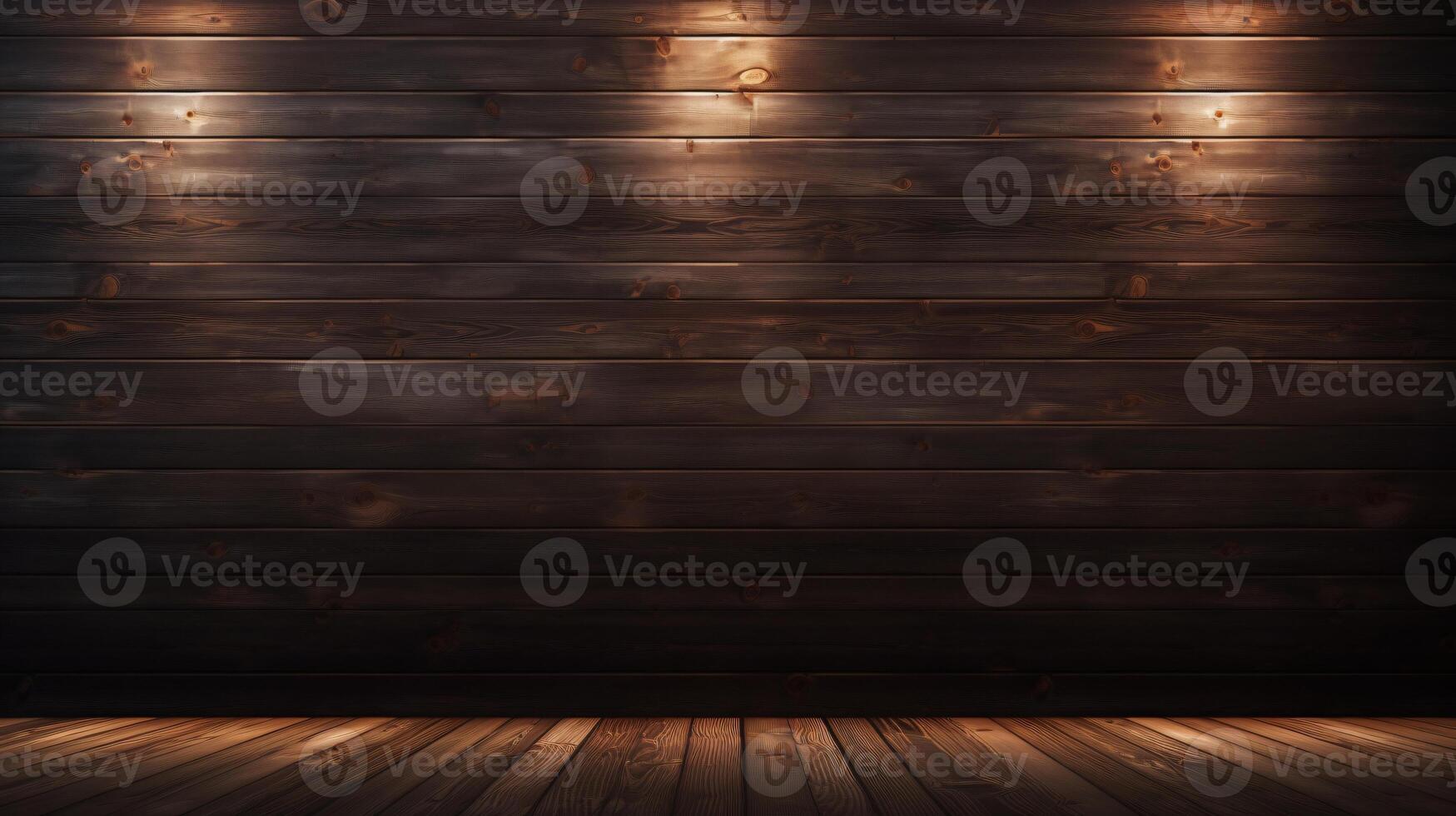 AI generated Table, plane, wooden surface with wooden background for your design of fast food, meat, drinks or tools. Rustic background for your design photo