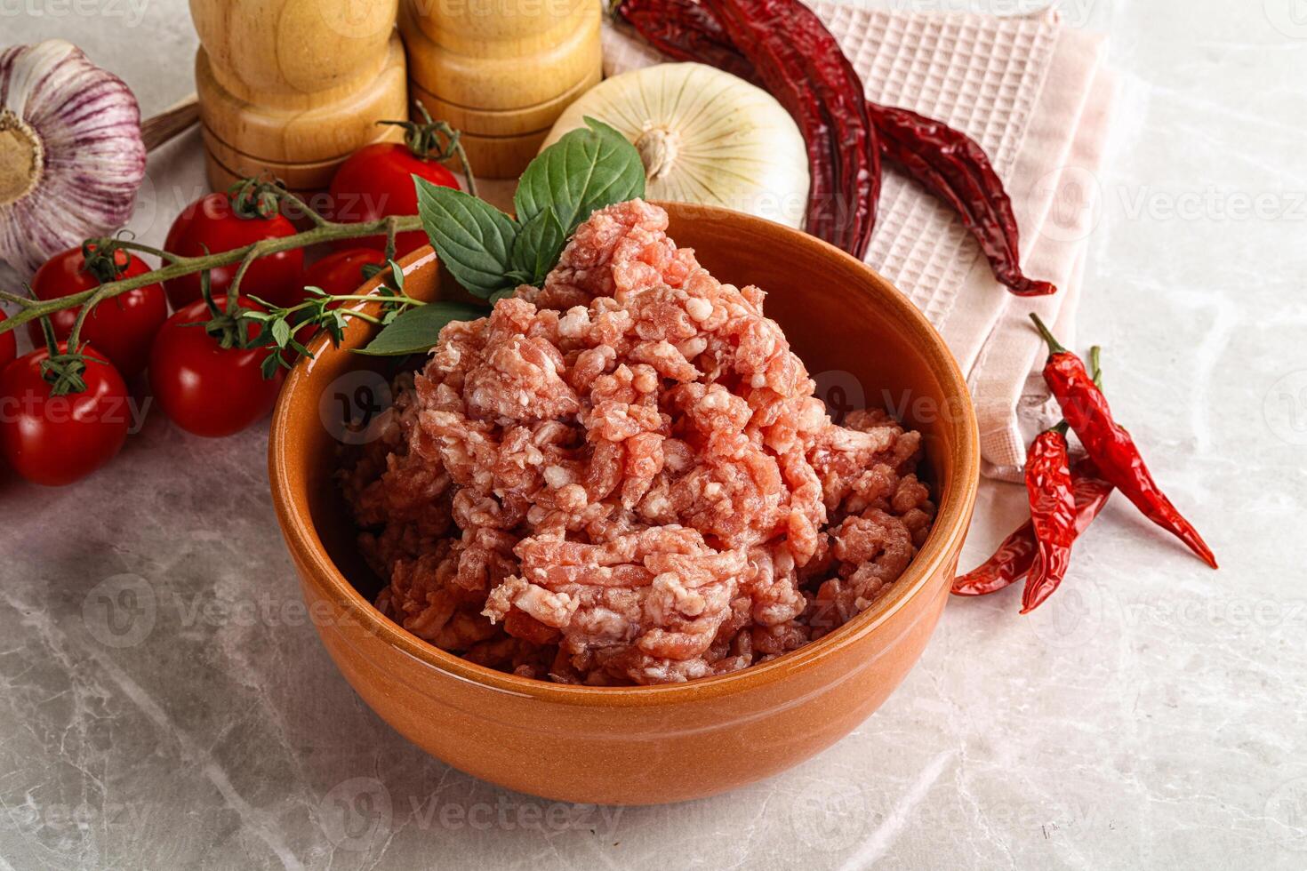 Raw minced pork uncooked meat photo