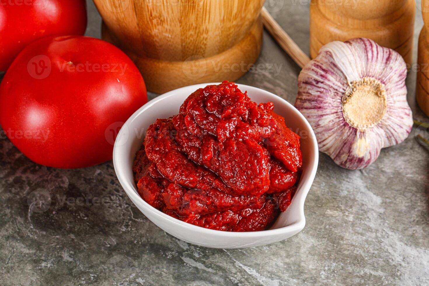Natural organic red tomato paste photo