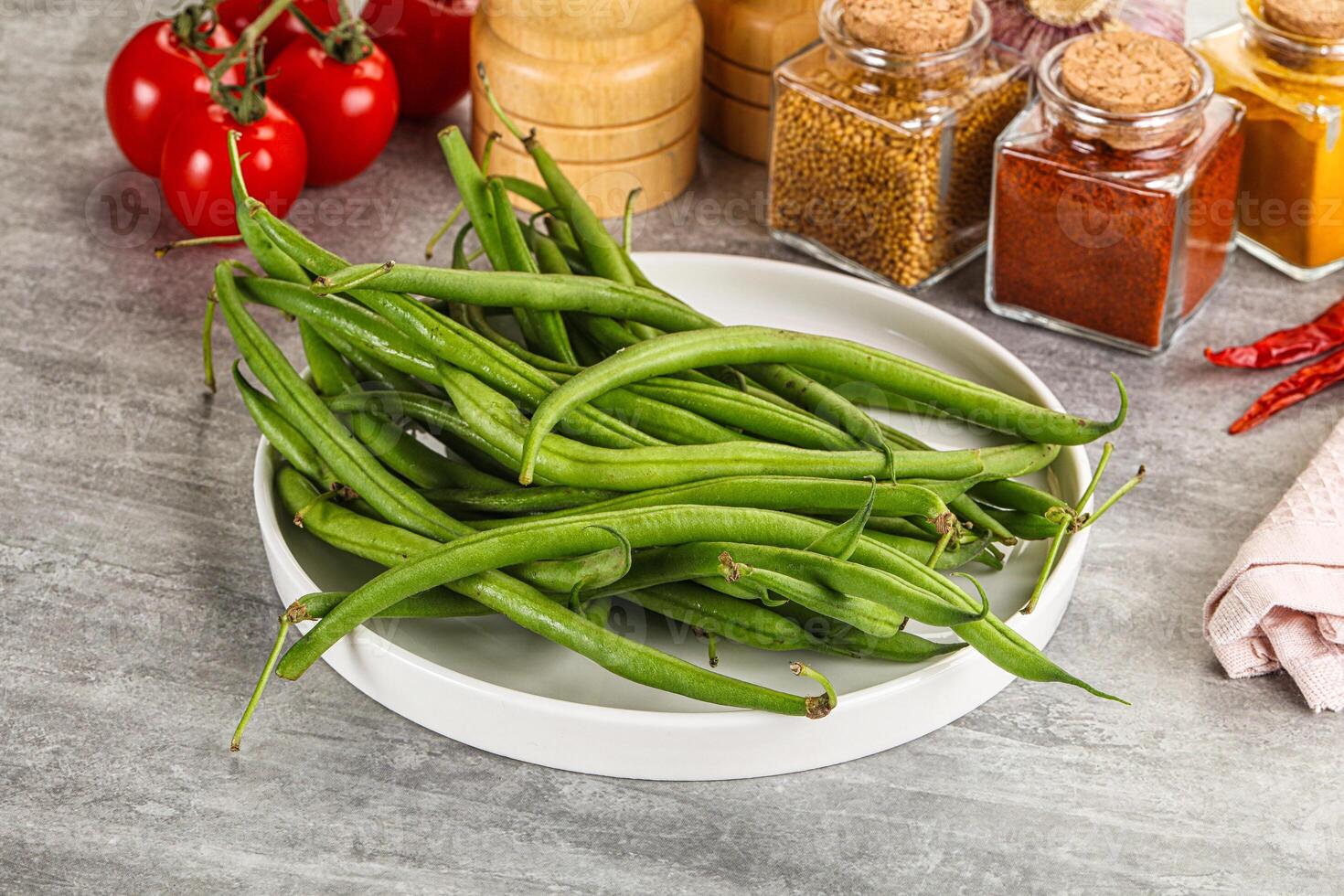 Raw green bean string uncooked photo