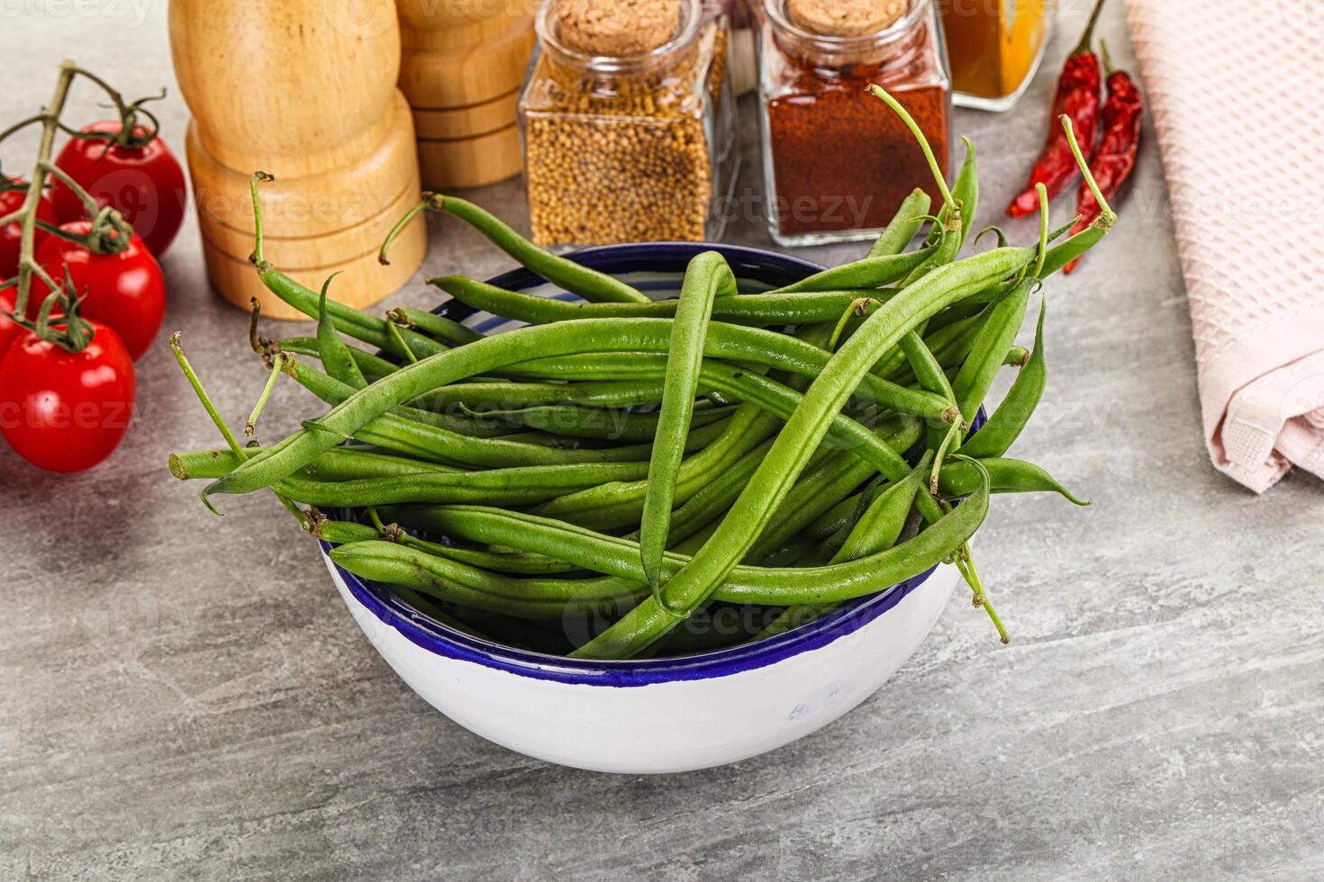 Raw green bean string uncooked photo