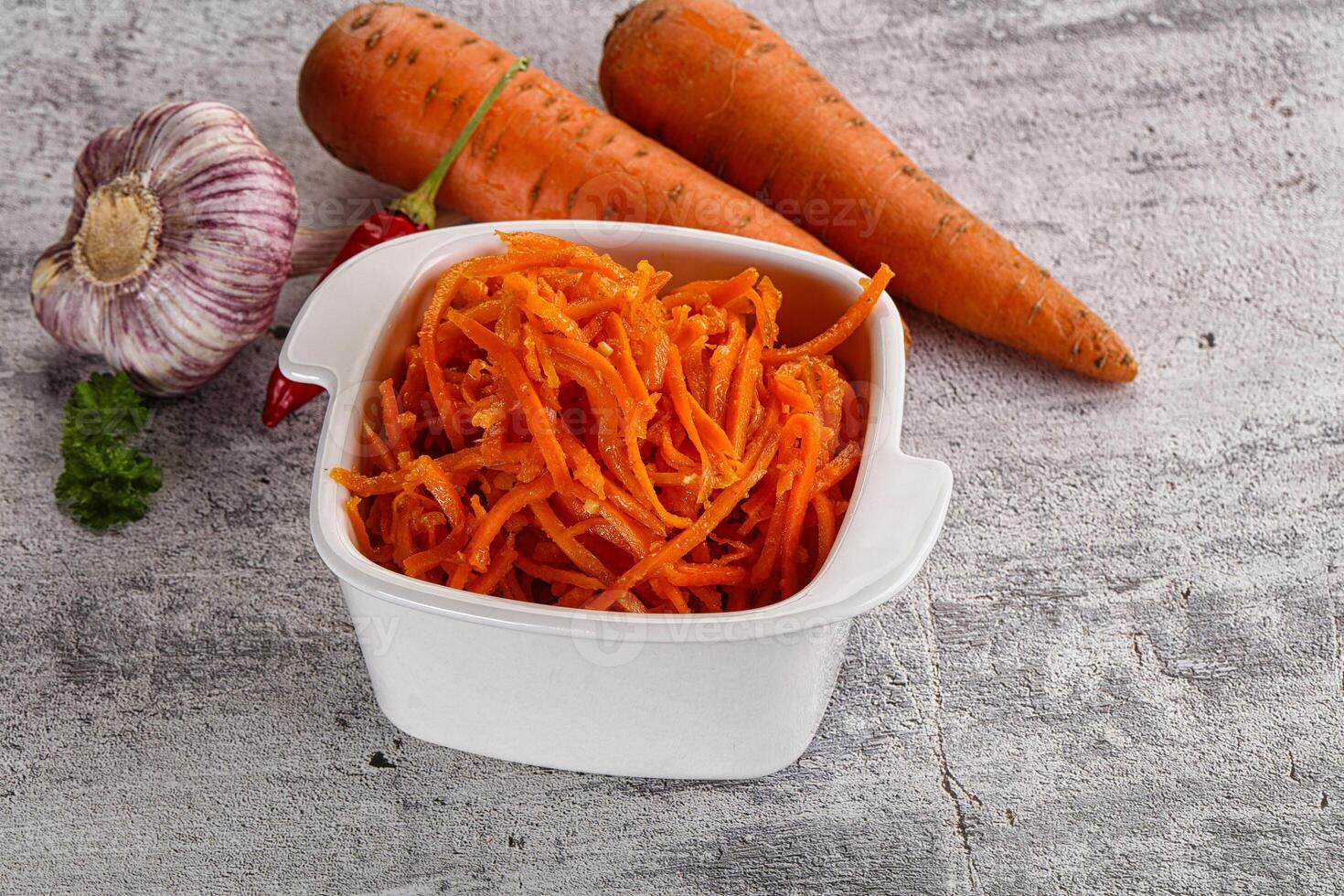 Korean carrot salad in the bowl photo