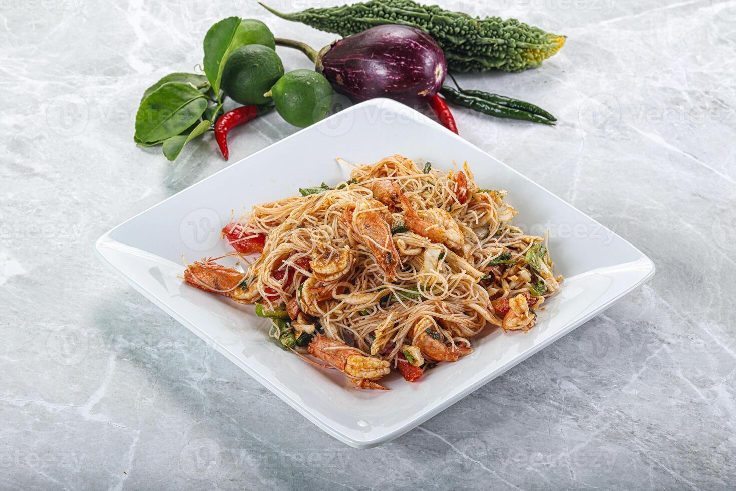 Thai Spicy Vermicelli Salad with Prawns photo