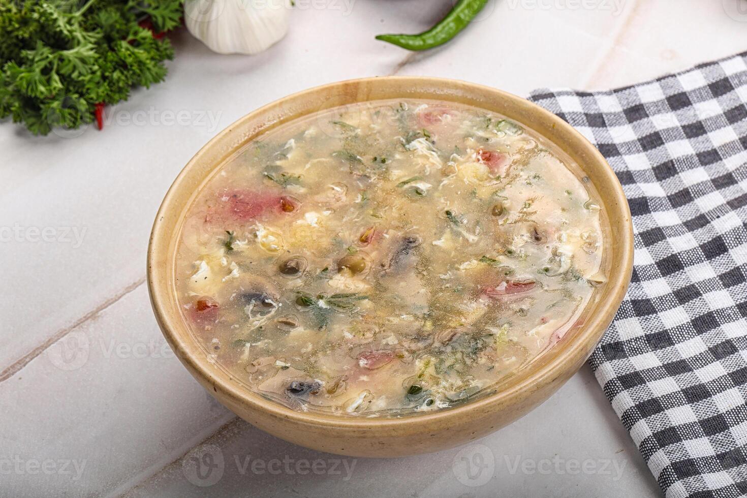 Chicken hot and sour soup photo