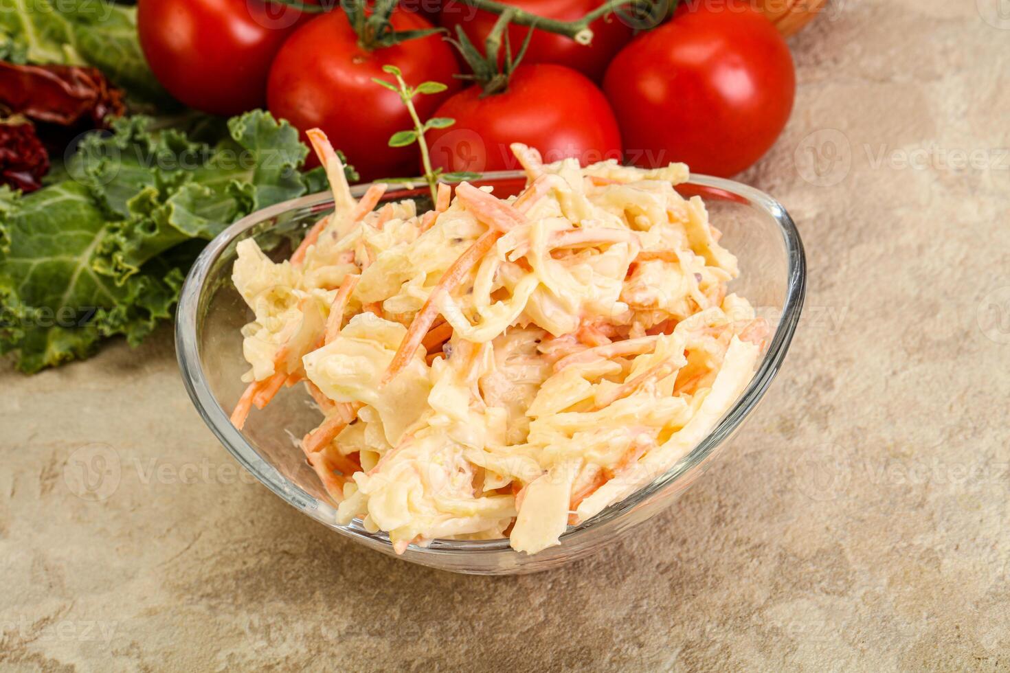 Vegetarian Cole slaw salad with cabbage photo