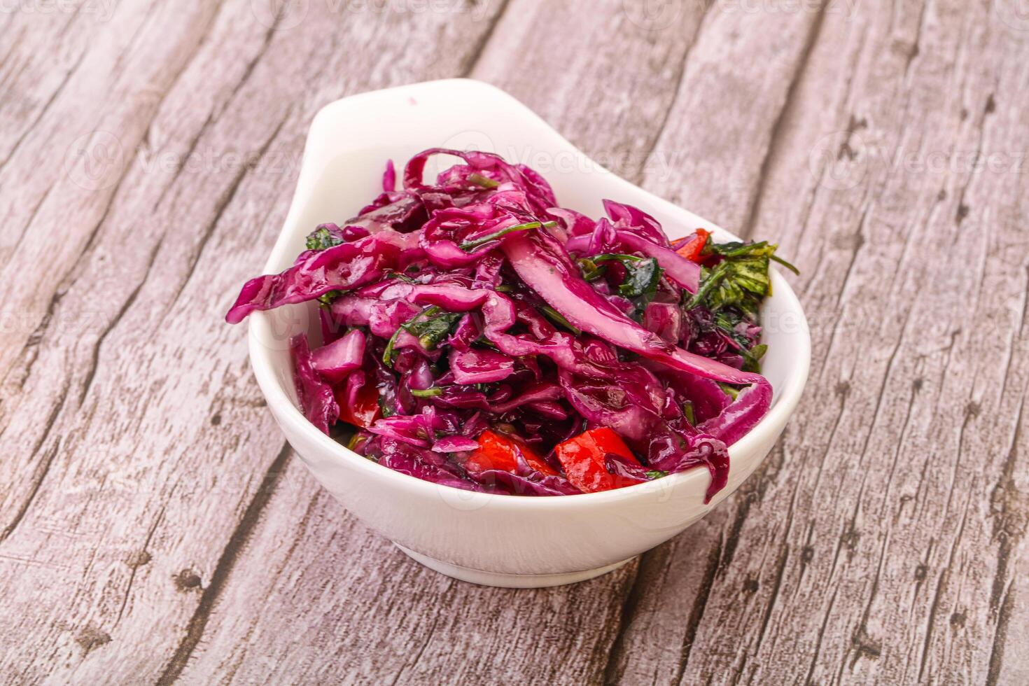 Pickled red cabbage with herbs photo
