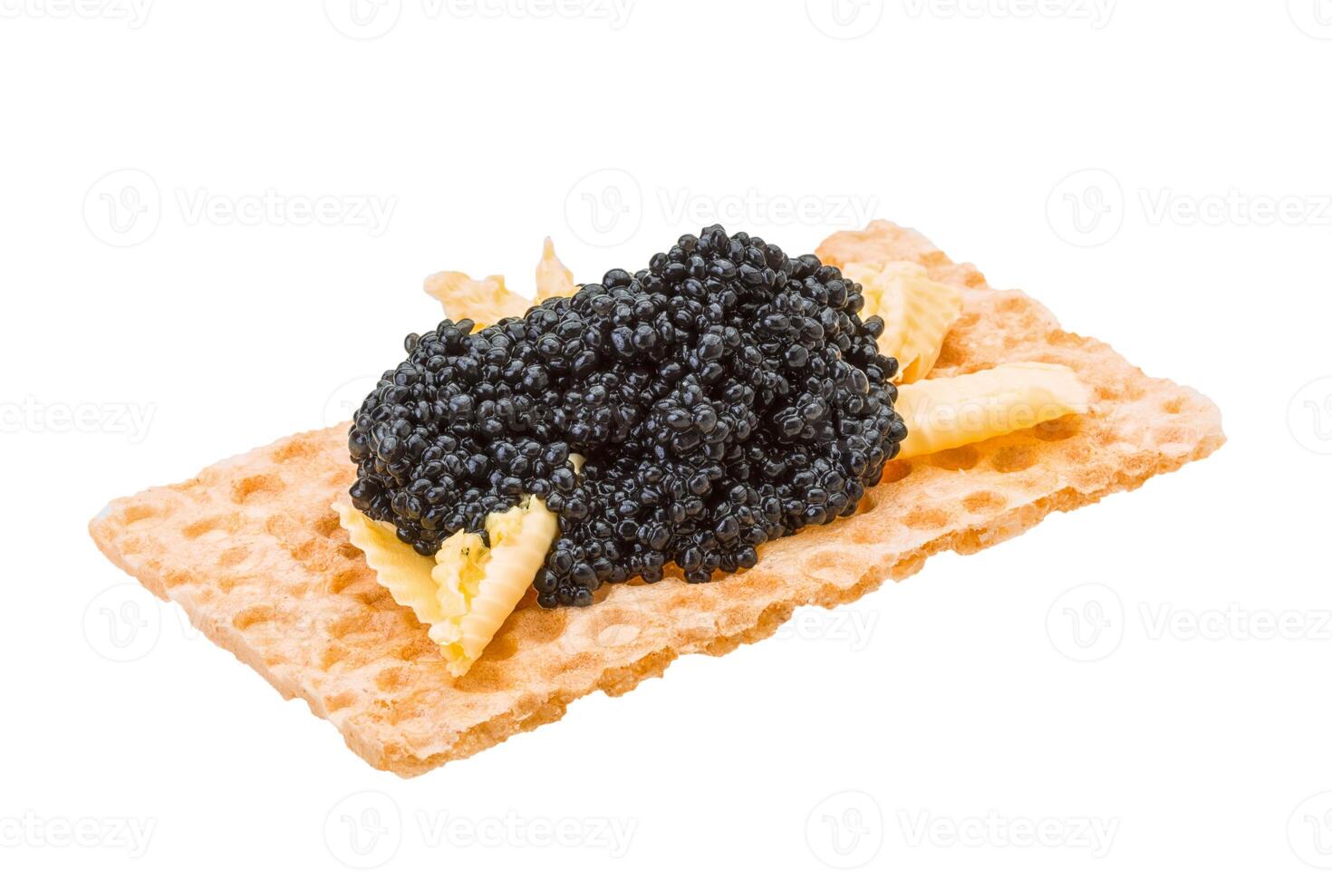 Toast with black caviar photo