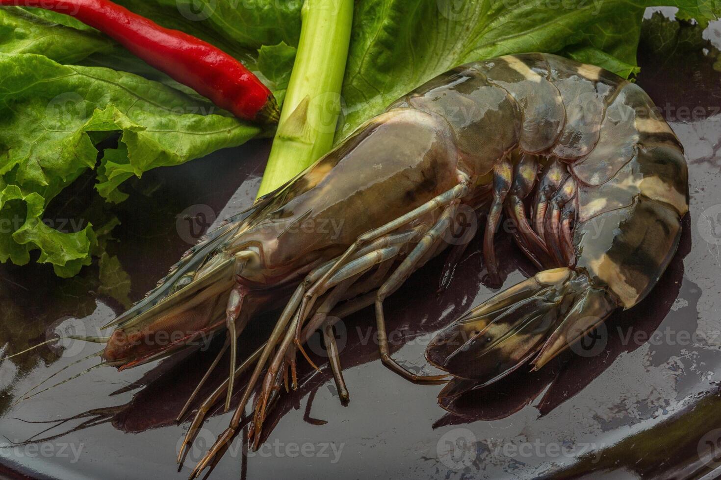 Tiger prawn in the plate photo