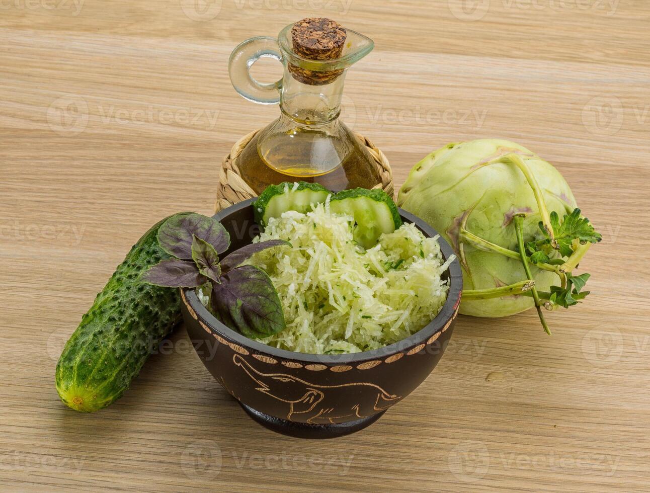 Kohlrabi salad in the plate photo