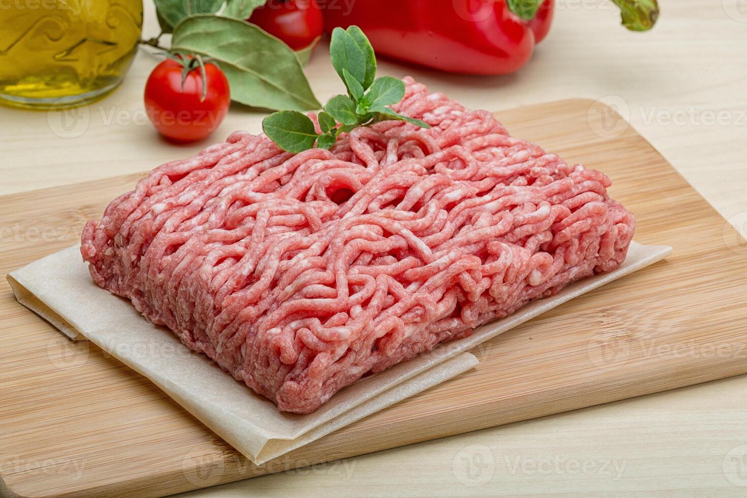 Minced meat in the plate photo