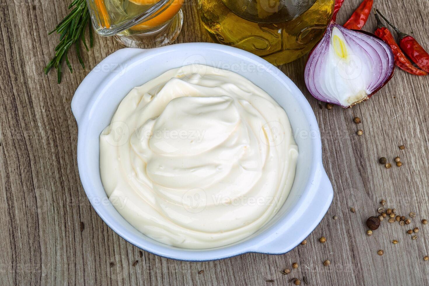 Mayonnaise sauce in the bowl photo