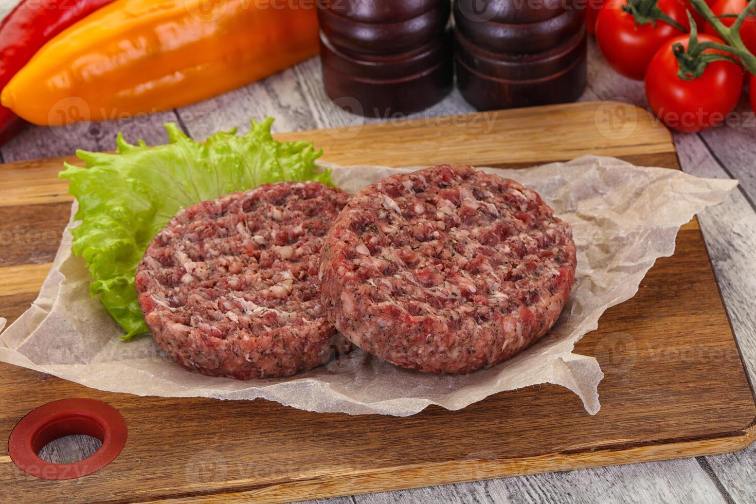 Raw burger cutlet photo