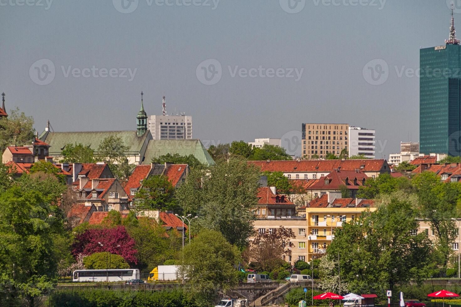 Old Town by the river Vistula picturesque scenery in the city of Warsaw, Poland photo