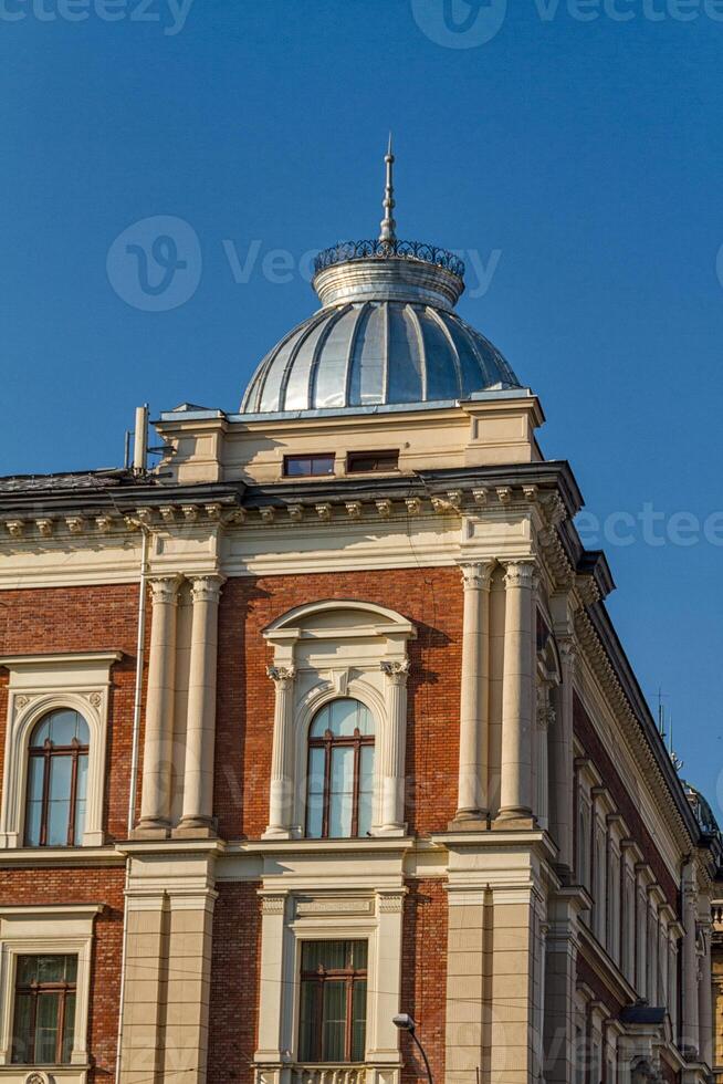 Beautiful facade of old town house in Krakow, Poland photo