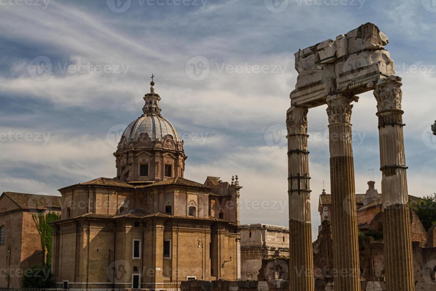 Building ruins and ancient columns  in Rome, Italy photo