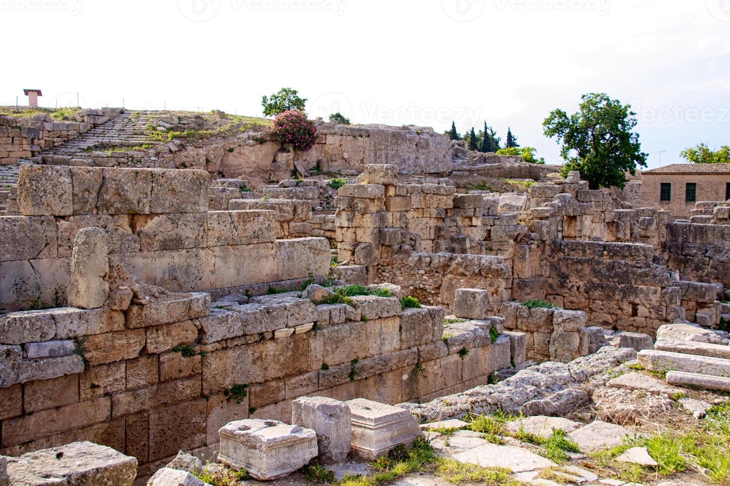 Archaeological Dig Site at  Apollo Temple, Corinth, Greece. photo