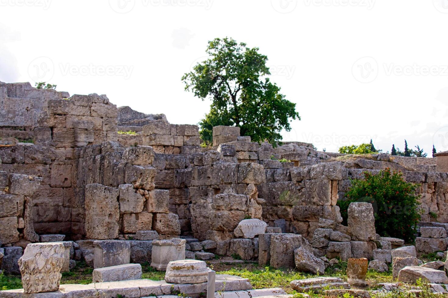 Archaeological Dig Site at  Apollo Temple, Corinth, Greece. photo