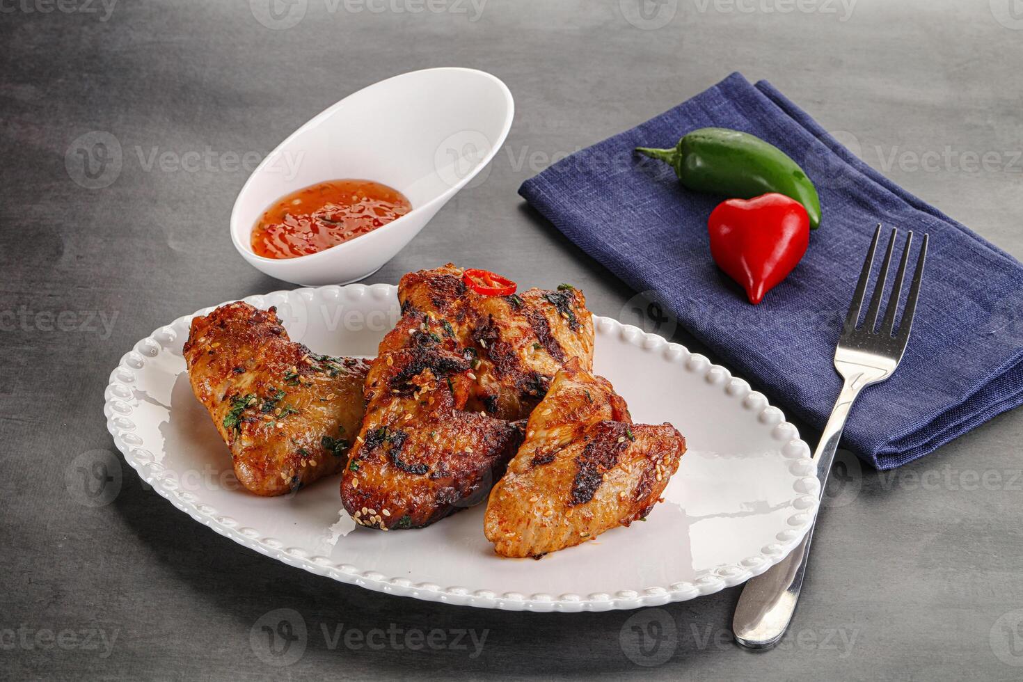 Buffalo grilled chicken wings barbecue photo