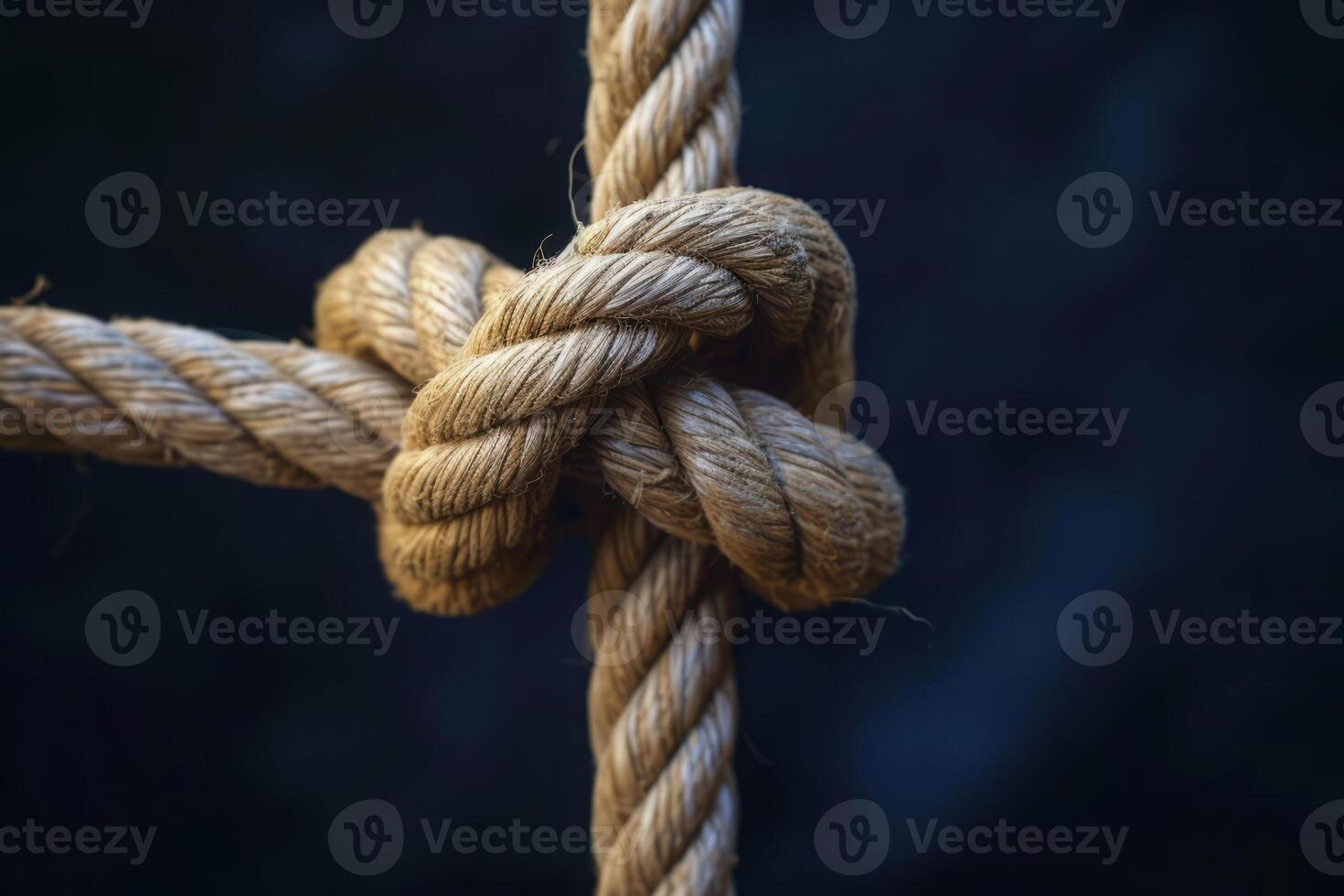 AI generated Rope knot on dark background photo