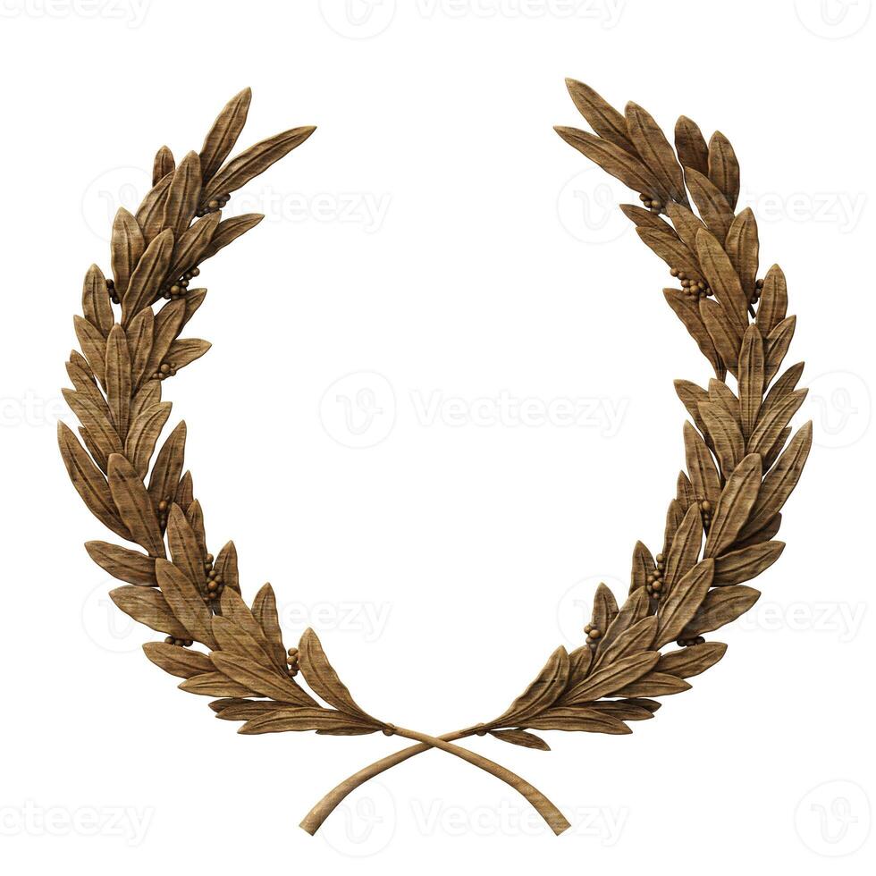 Wooden antique realistic vintage winner laurel wreath photo