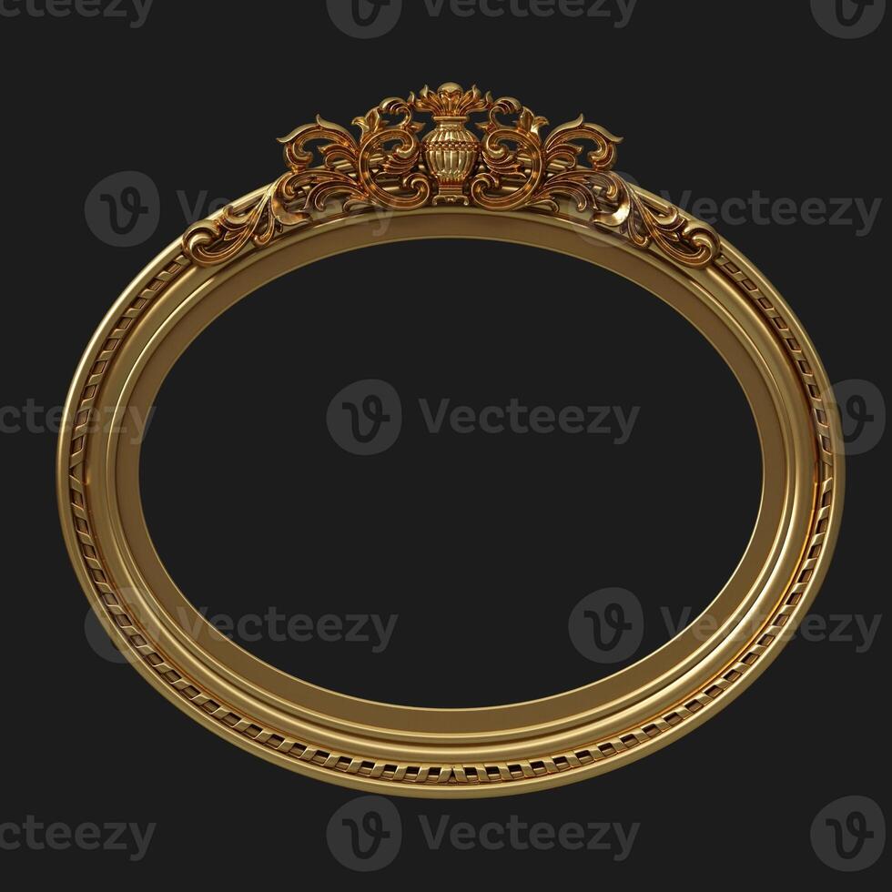 Round classical carved oval gold frames photo