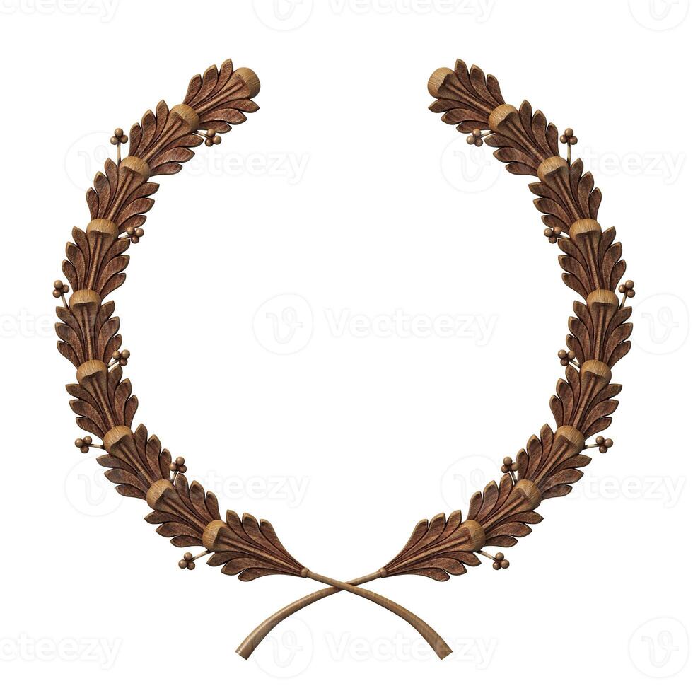 Wooden antique realistic vintage winner laurel wreath photo