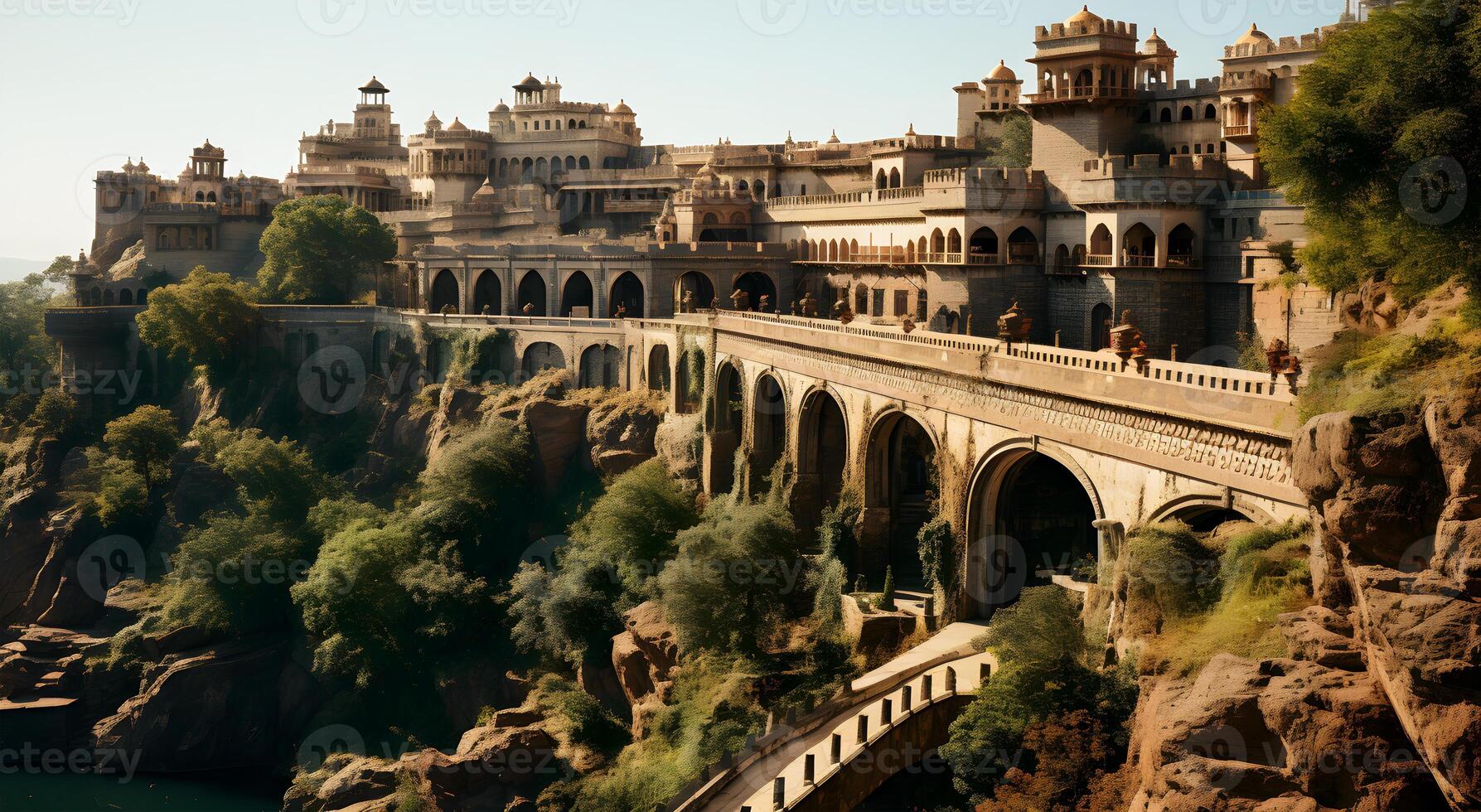 AI generated View of natural beautiful Mughal-era houses and forts photo