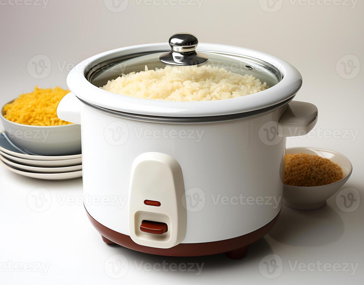 AI generated A rice cooker that has a beautiful view of cooking rice photo