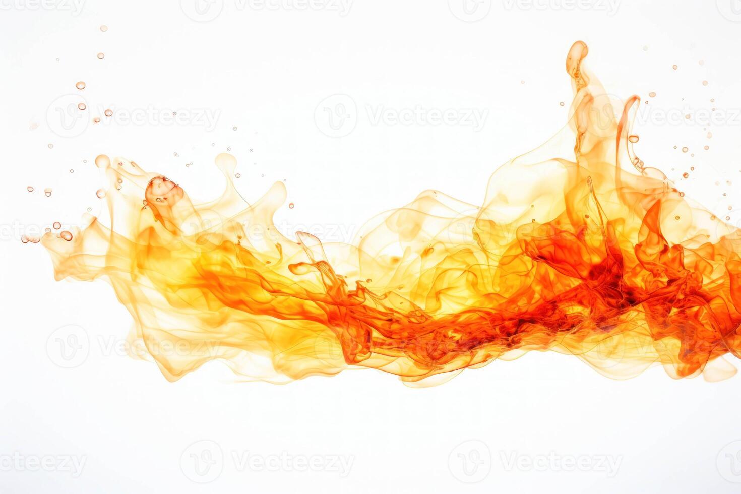 AI generated orange fire on white background photo