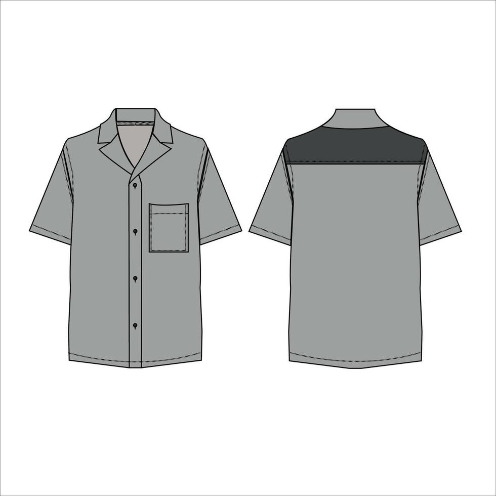 Hawaiian shirt design flat sketch vector
